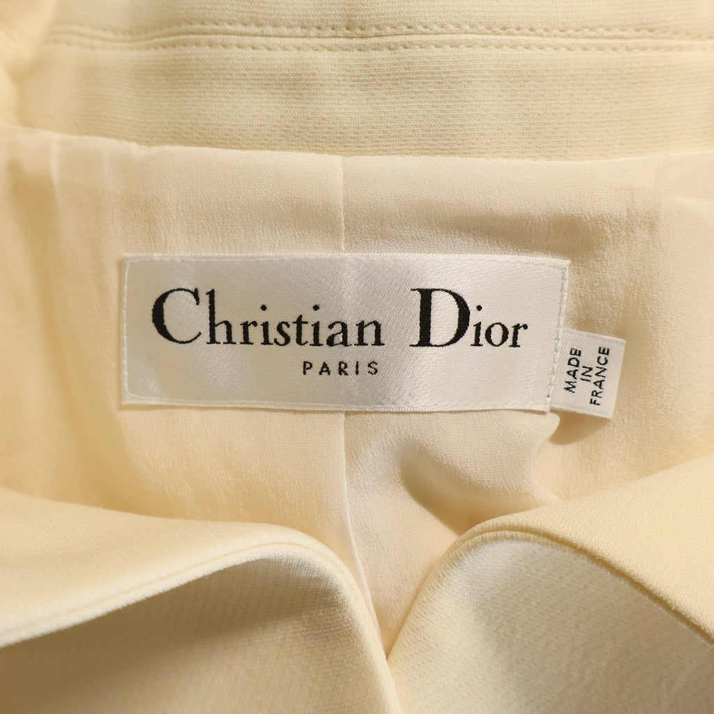 Christian Dior(クリスチャンディオール) スターボタン シルク混 ウール 3B ステンカラー ジャケット アイボリー レディース 321V52B1166