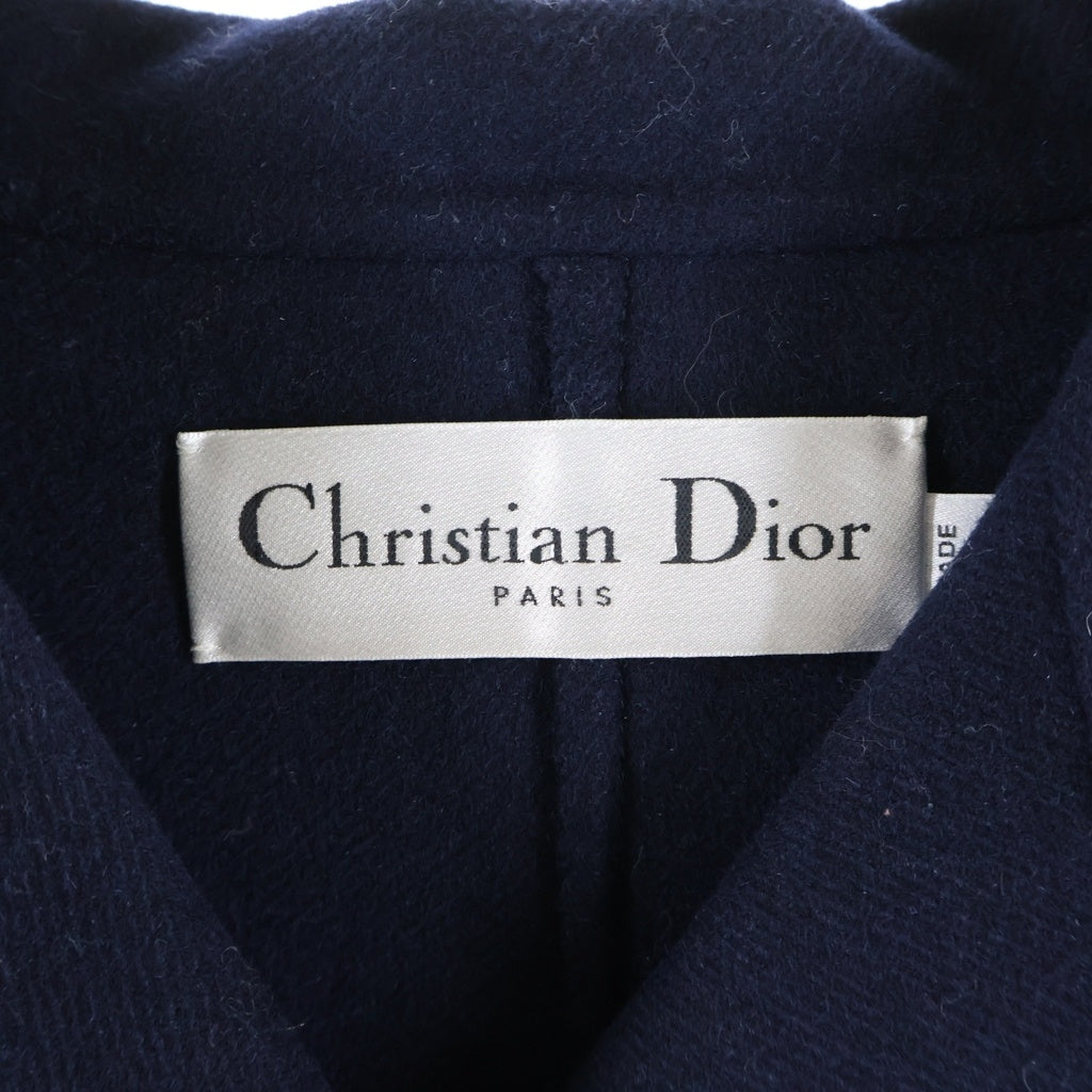 Christian Dior(クリスチャンディオール) スターボタン ラビット混 メルトンウール ダブルブレスト Pコート ジャケット ネイビー レディース 320M26A1116