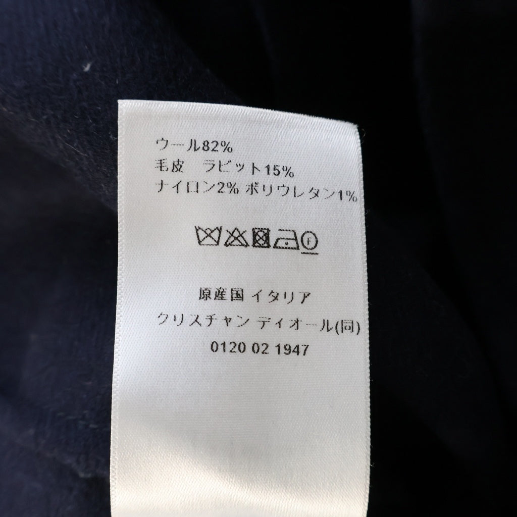 Christian Dior(クリスチャンディオール) スターボタン ラビット混 メルトンウール ダブルブレスト Pコート ジャケット ネイビー レディース 320M26A1116