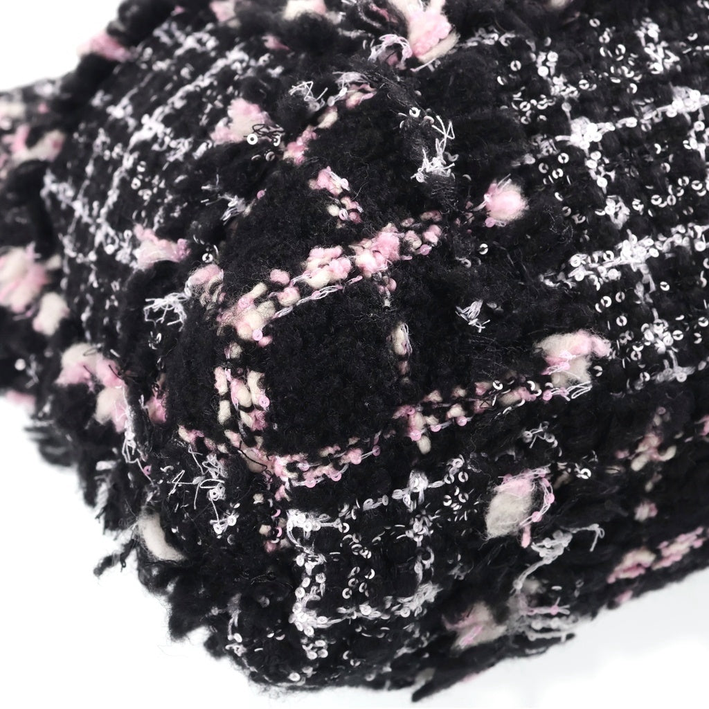 CHANEL(シャネル) シャネル22 2WAYトートバッグ チェーンショルダーバッグ ブラック×ピンク レザー×ツイード プレートシリアル AS3260 シルバー金具 レディース