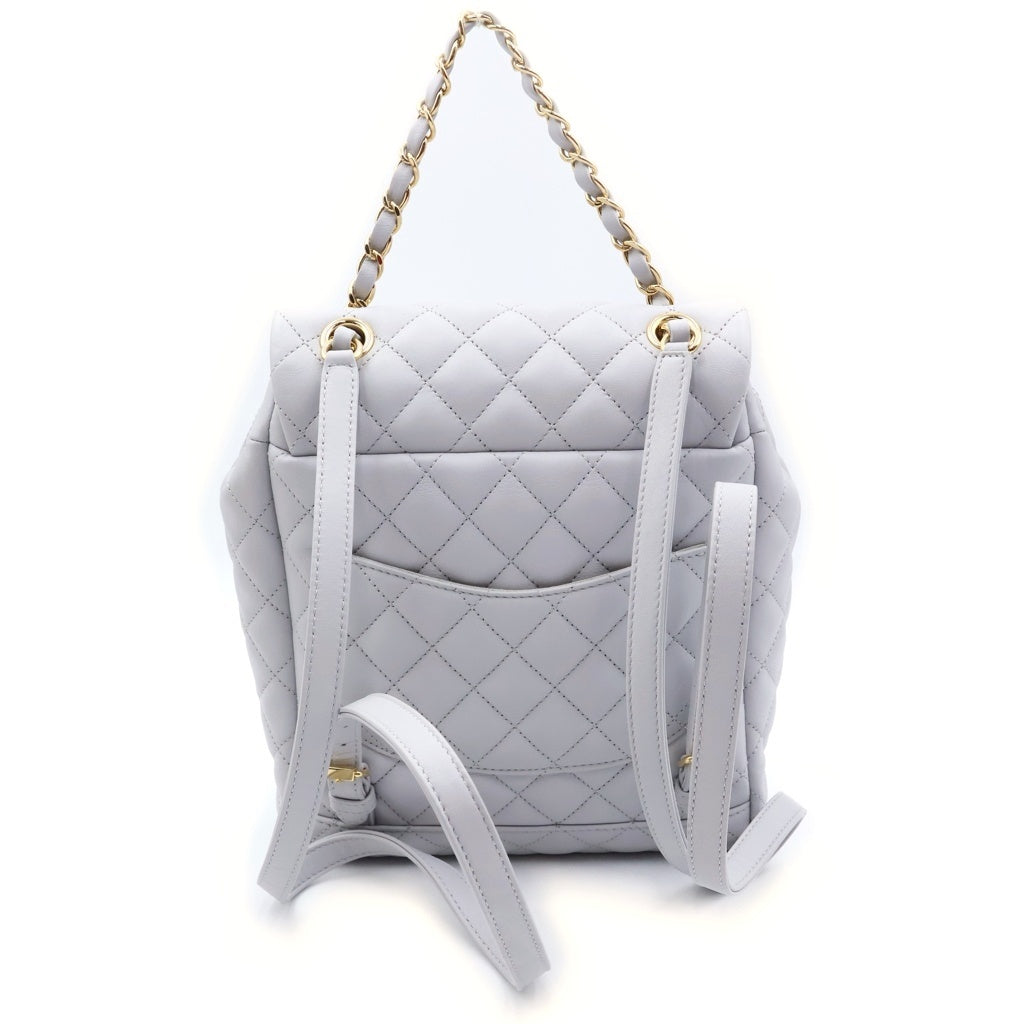 CHANEL(シャネル) マトラッセ バックパック リュック ラムスキン レザー ゴールド金具 グレー 24番台 レディース