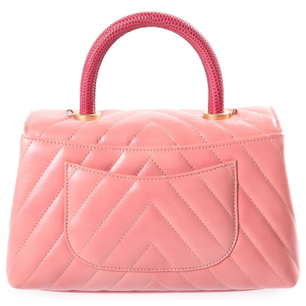 CHANEL(シャネル) ココハンドル ハンド ショルダーバッグ レザーハンドル Vステッチ ゴールド金具 ピンク A92991 25番台 レディース