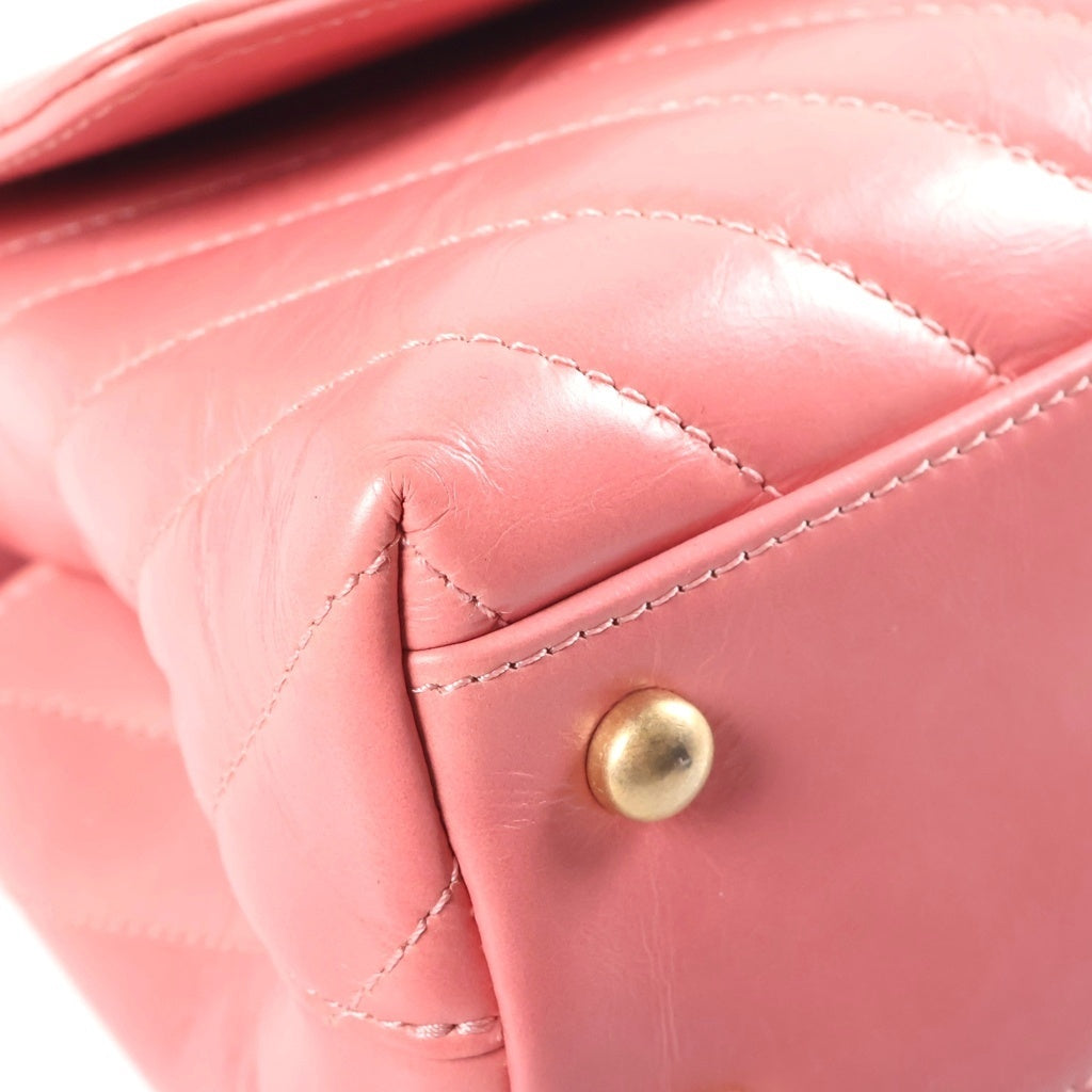 CHANEL(シャネル) ココハンドル ハンド ショルダーバッグ レザーハンドル Vステッチ ゴールド金具 ピンク A92991 25番台 レディース