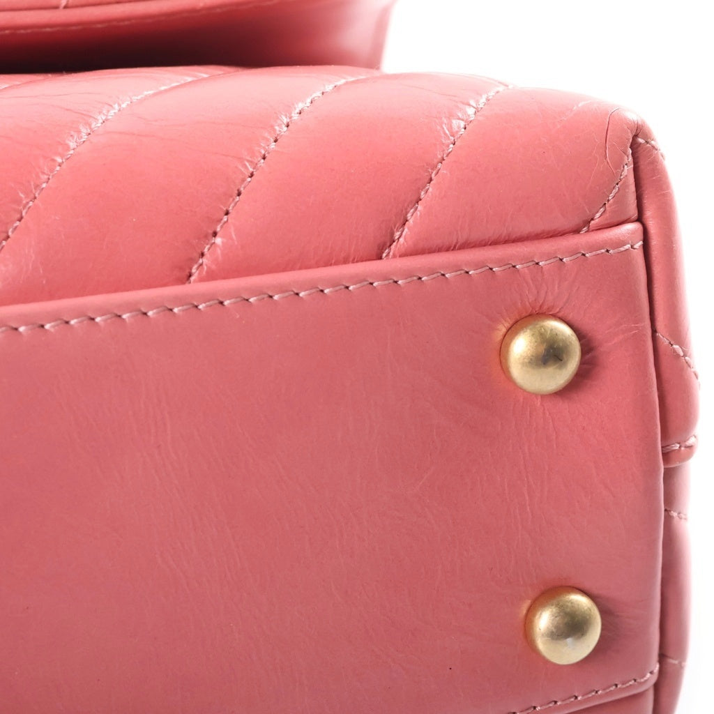 CHANEL(シャネル) ココハンドル ハンド ショルダーバッグ レザーハンドル Vステッチ ゴールド金具 ピンク A92991 25番台 レディース