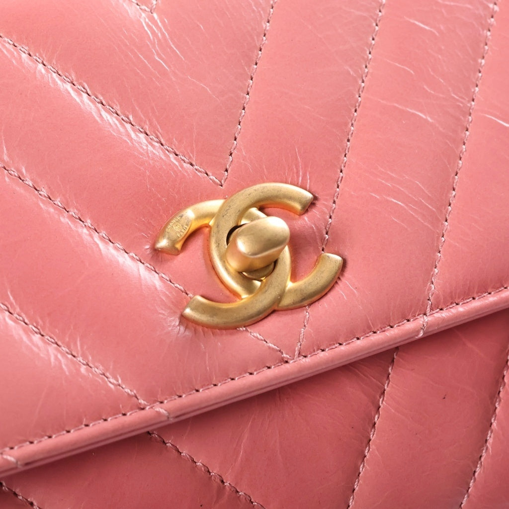 CHANEL(シャネル) ココハンドル ハンド ショルダーバッグ レザーハンドル Vステッチ ゴールド金具 ピンク A92991 25番台 レディース