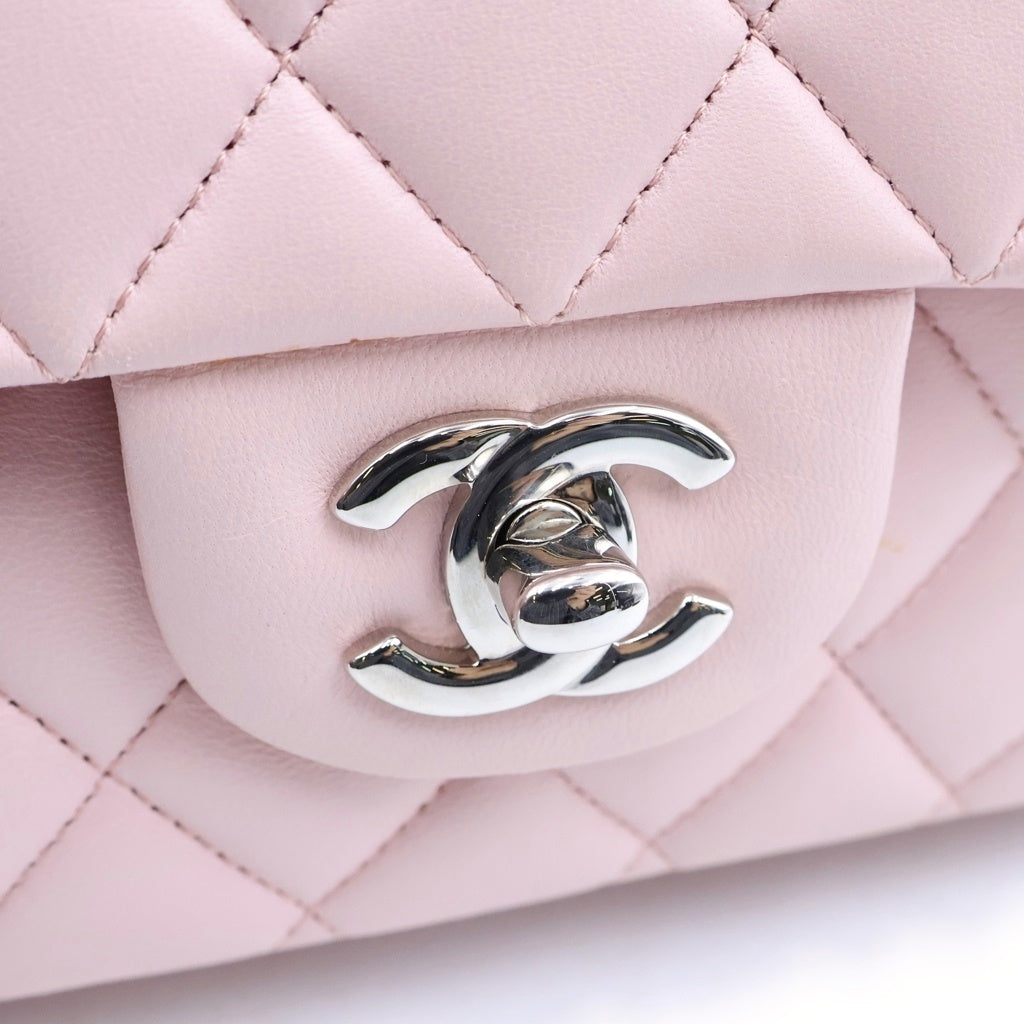 CHANEL(シャネル) マトラッセ25 ダブルフラップ ダブルチェーンショルダーバッグ ピンク ラムスキン 22番台 A01112 シルバー金具 レディース
