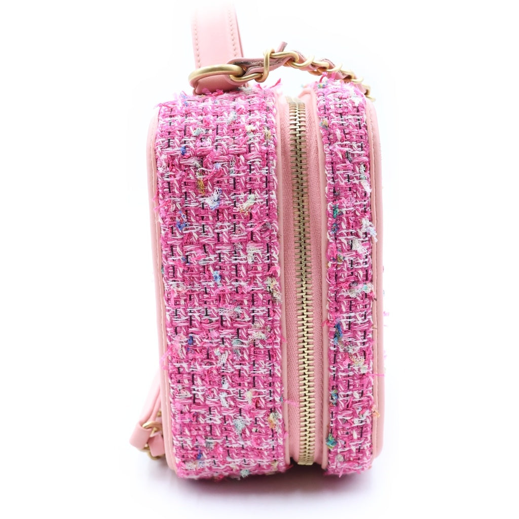 CHANEL(シャネル) バニティーケース CCフィリグリー 2WAYハンドバッグ チェーンショルダーバッグ ピンク レザー×ツイード 27番台 AS1785 ゴールド金具 レディース