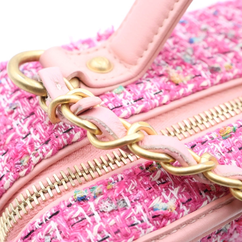 CHANEL(シャネル) バニティーケース CCフィリグリー 2WAYハンドバッグ チェーンショルダーバッグ ピンク レザー×ツイード 27番台 AS1785 ゴールド金具 レディース