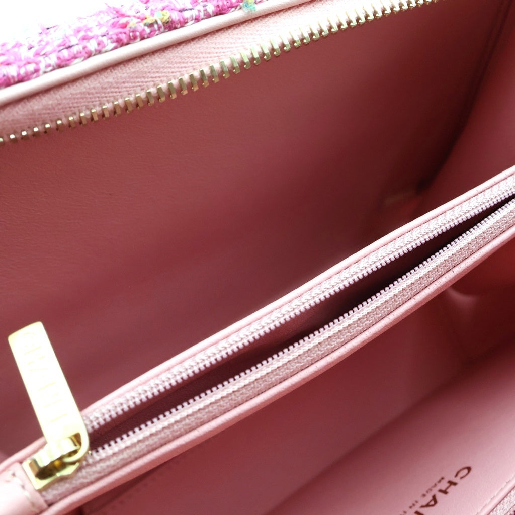 CHANEL(シャネル) バニティーケース CCフィリグリー 2WAYハンドバッグ チェーンショルダーバッグ ピンク レザー×ツイード 27番台 AS1785 ゴールド金具 レディース