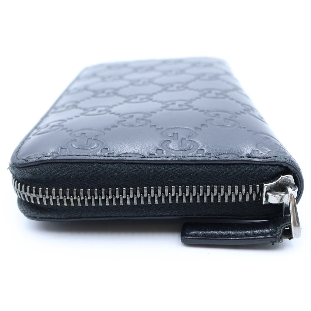 GUCCI(グッチ) シマ GG総柄 レザーラウンドジップ ロングウォレット 長財布 ブラック 307937