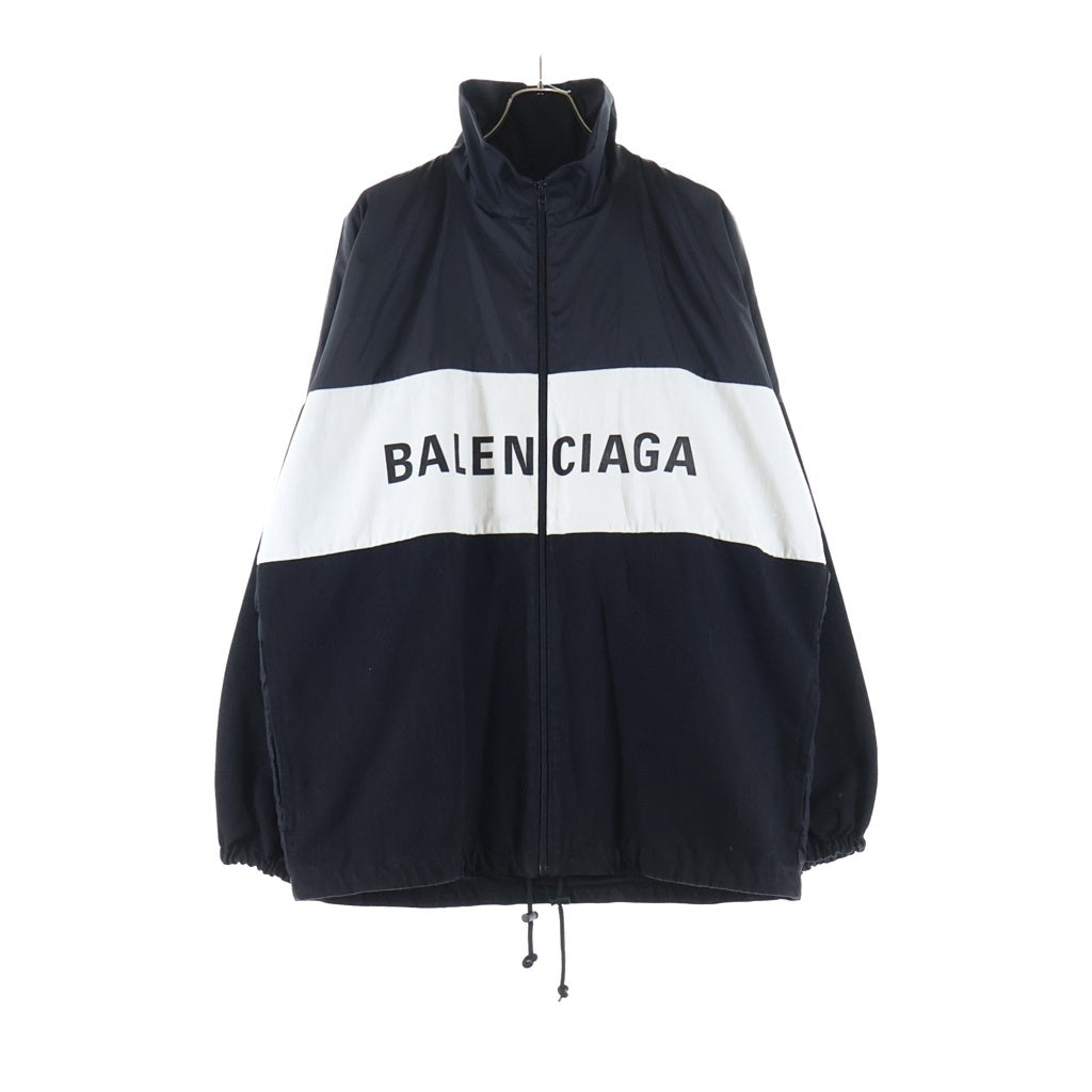 BALENCIAGA(バレンシアガ) プリントロゴ ナイロン/デニム切替しブルゾン トラッカージャケット ブラック/グレー/ホワイト 529213 TBQ03