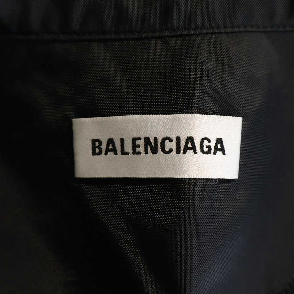 BALENCIAGA(バレンシアガ) プリントロゴ ナイロン/デニム切替しブルゾン トラッカージャケット ブラック/グレー/ホワイト 529213 TBQ03