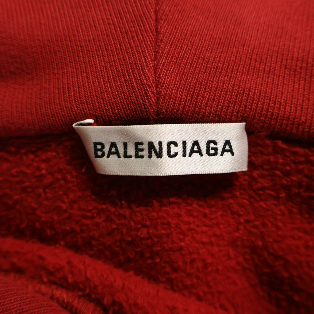BALENCIAGA(バレンシアガ) 18AW BBロゴプリント オーバーサイズ スウェットプルオーバーパーカー ワインレッド 556111 TDV04