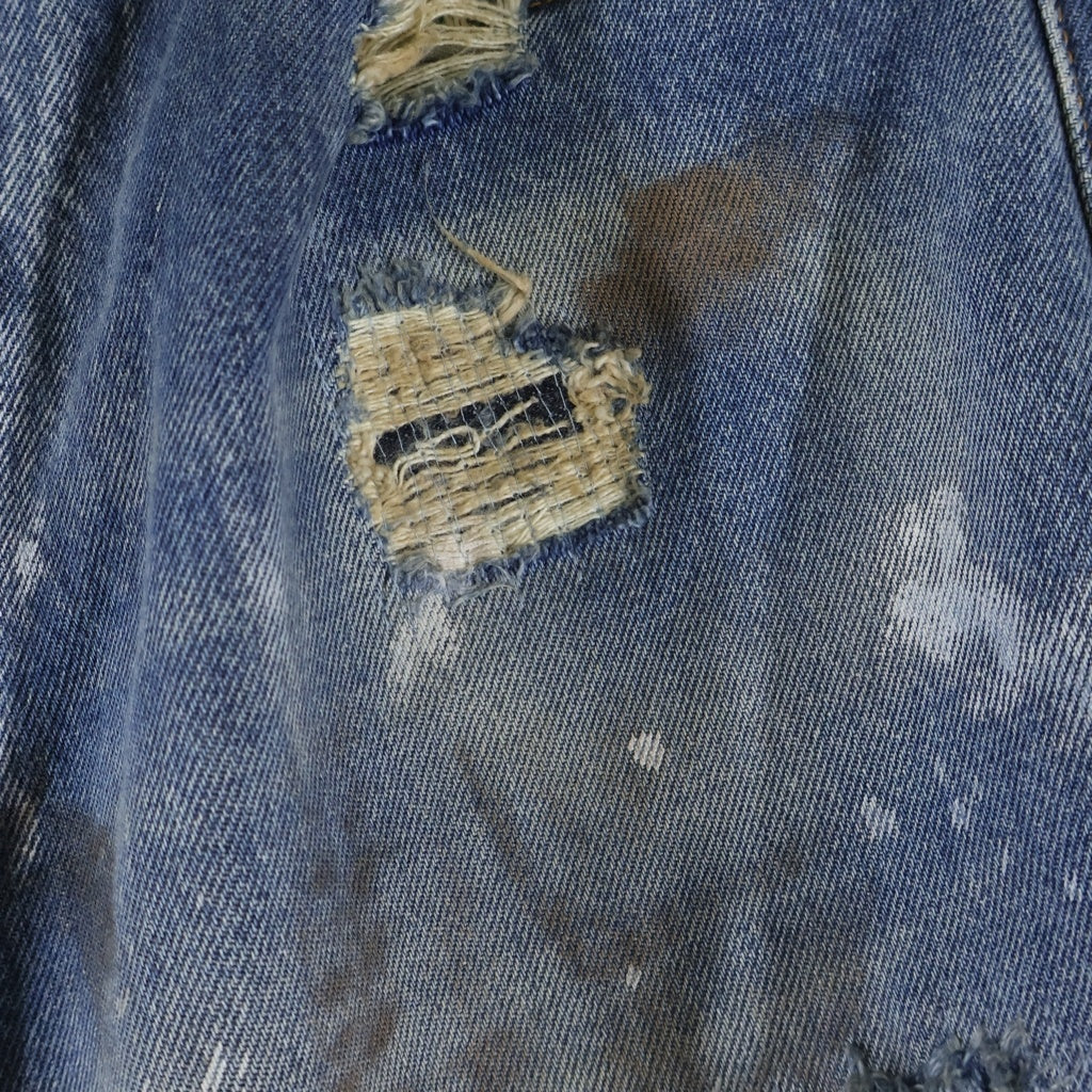 VETEMENTS(ヴェトモン) 24AW TRASHED BIG SHAPE JEANS デストロイ加工 ビッグシェイプ デニムパンツ インディゴ UA65PA885D