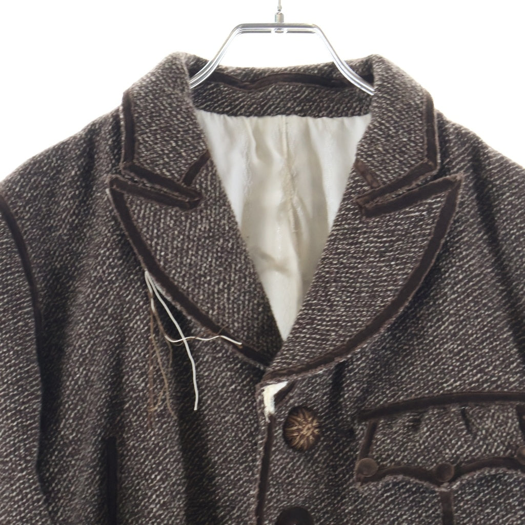 NUMBER (N)INE(ナンバーナイン) 09AW A CLOSED FEELING期 裏地シルク 装飾ウールポンチョ クルミボタン付き ブラウン F09-NJ023