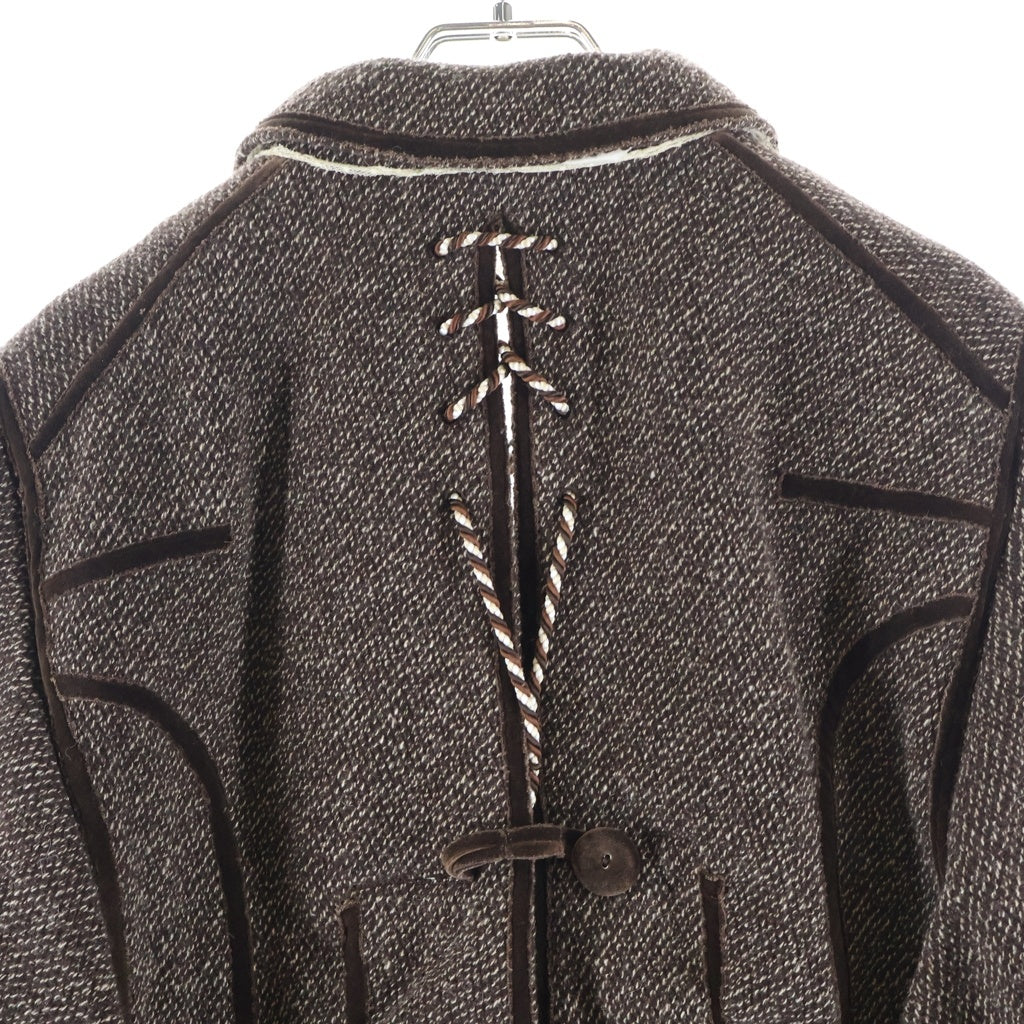 NUMBER (N)INE(ナンバーナイン) 09AW A CLOSED FEELING期 裏地シルク 装飾ウールポンチョ クルミボタン付き ブラウン F09-NJ023