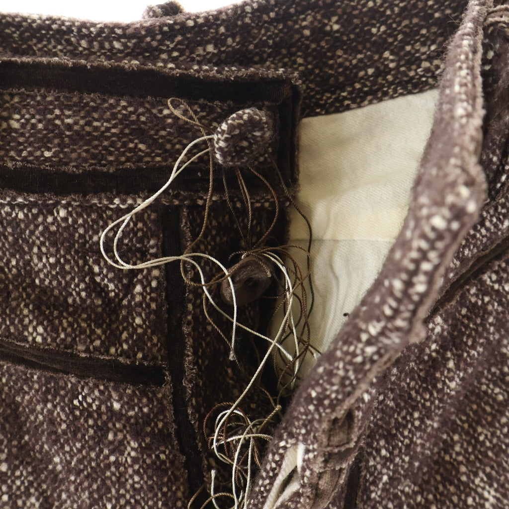 NUMBER (N)INE(ナンバーナイン) 09AW A CLOSED FEELING期 装飾 ウール 七分丈パンツ ブラウン F09-NP001B
