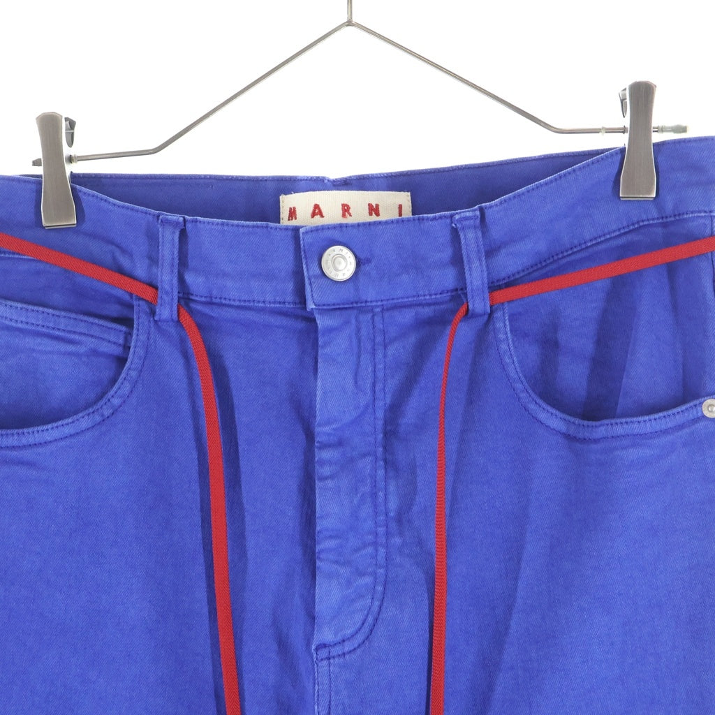 MARNI(マルニ) 23AW GARMENT DYED FLOCK DENIM 裾カットオフ ガーメントダイデニムパンツ ブルー PUJU0019A0