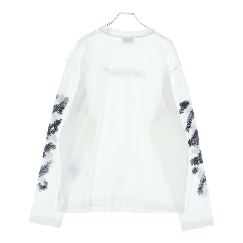 OFF-WHITE(オフホワイト) 23AW フロント/袖刺繍ロゴ 長袖Tシャツ カットソー ホワイト OMAB086F23JER002