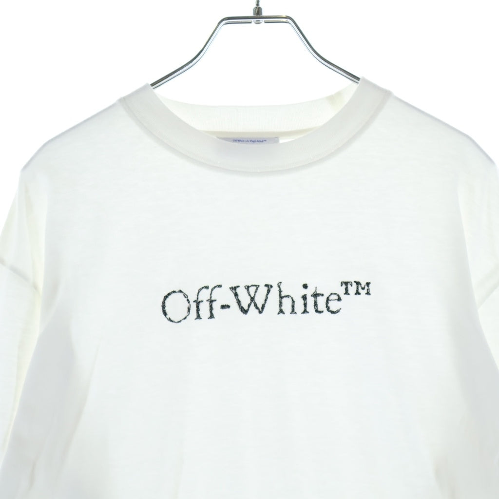 OFF-WHITE(オフホワイト) 23AW フロント/袖刺繍ロゴ 長袖Tシャツ カットソー ホワイト OMAB086F23JER002