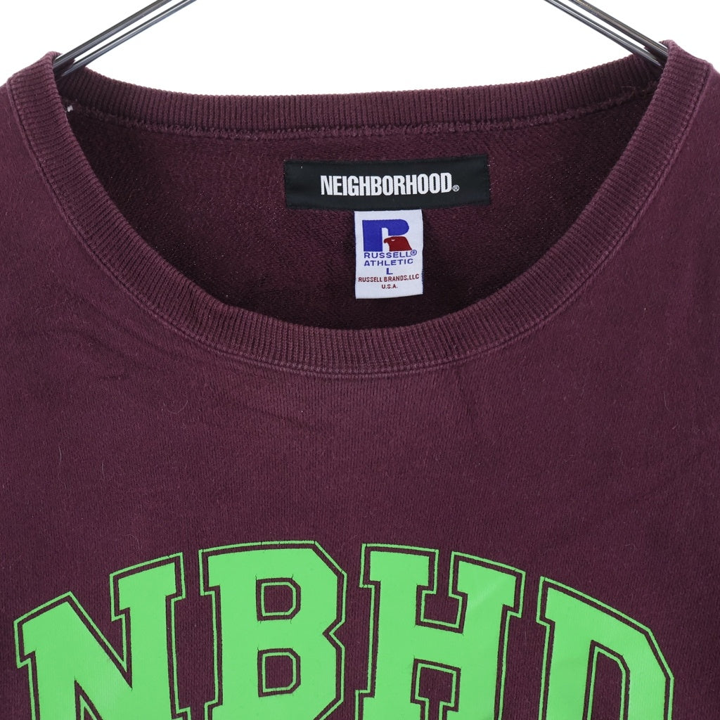 NEIGHBORHOOD(ネイバーフッド) ×RUSSEL ATHLETIC ラッセルアスレチック プリントロゴ スウェットクルーネックシャツ トレーナー バーガンディー