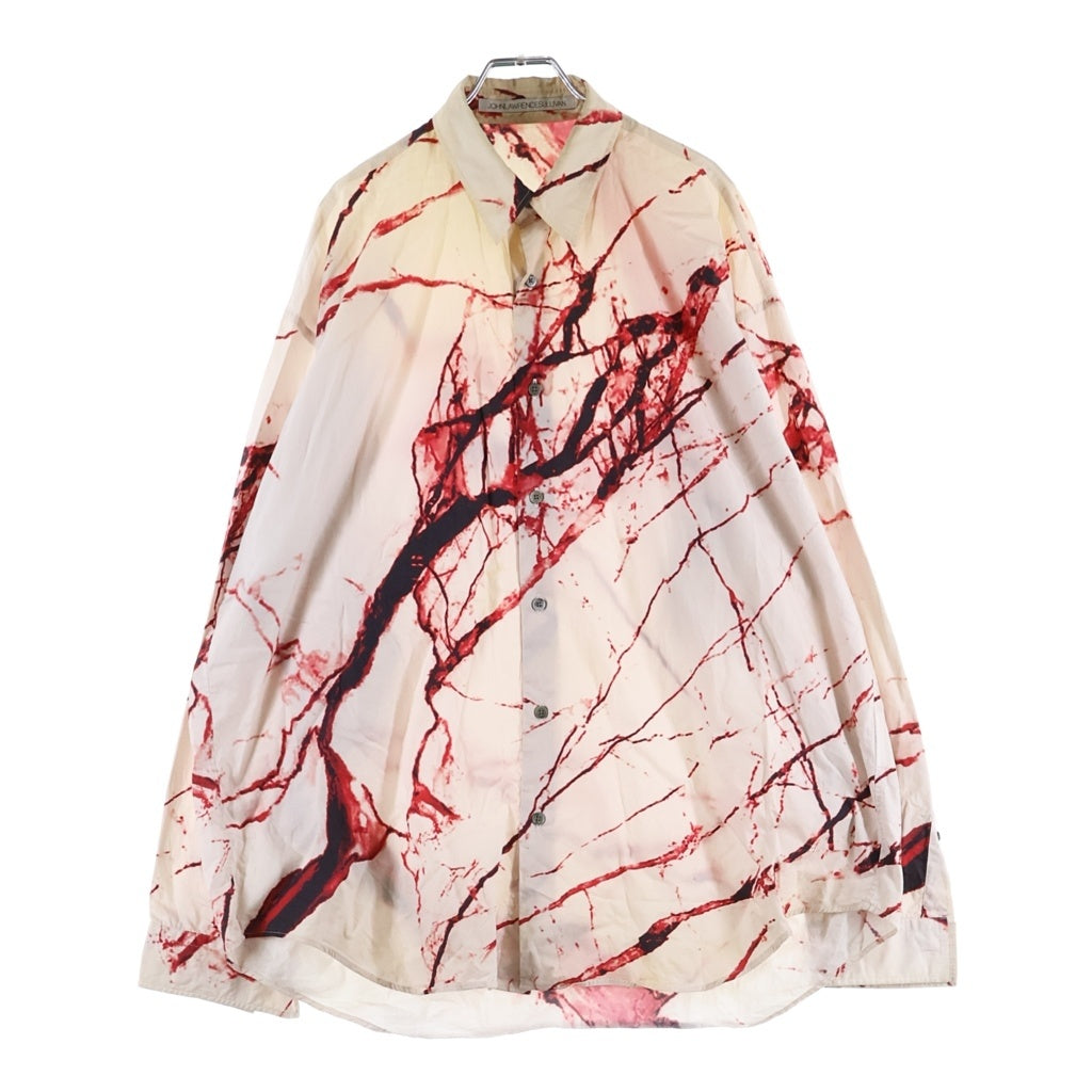 JOHN LAWRENCE SULLIVAN(ジョンローレンスサリバン) 24SS ALL OVER PRINT OVERSIZED SHIRTS 総柄プリント オーバーサイズ長袖シャツ ホワイト/レッド 3A002-0224-22