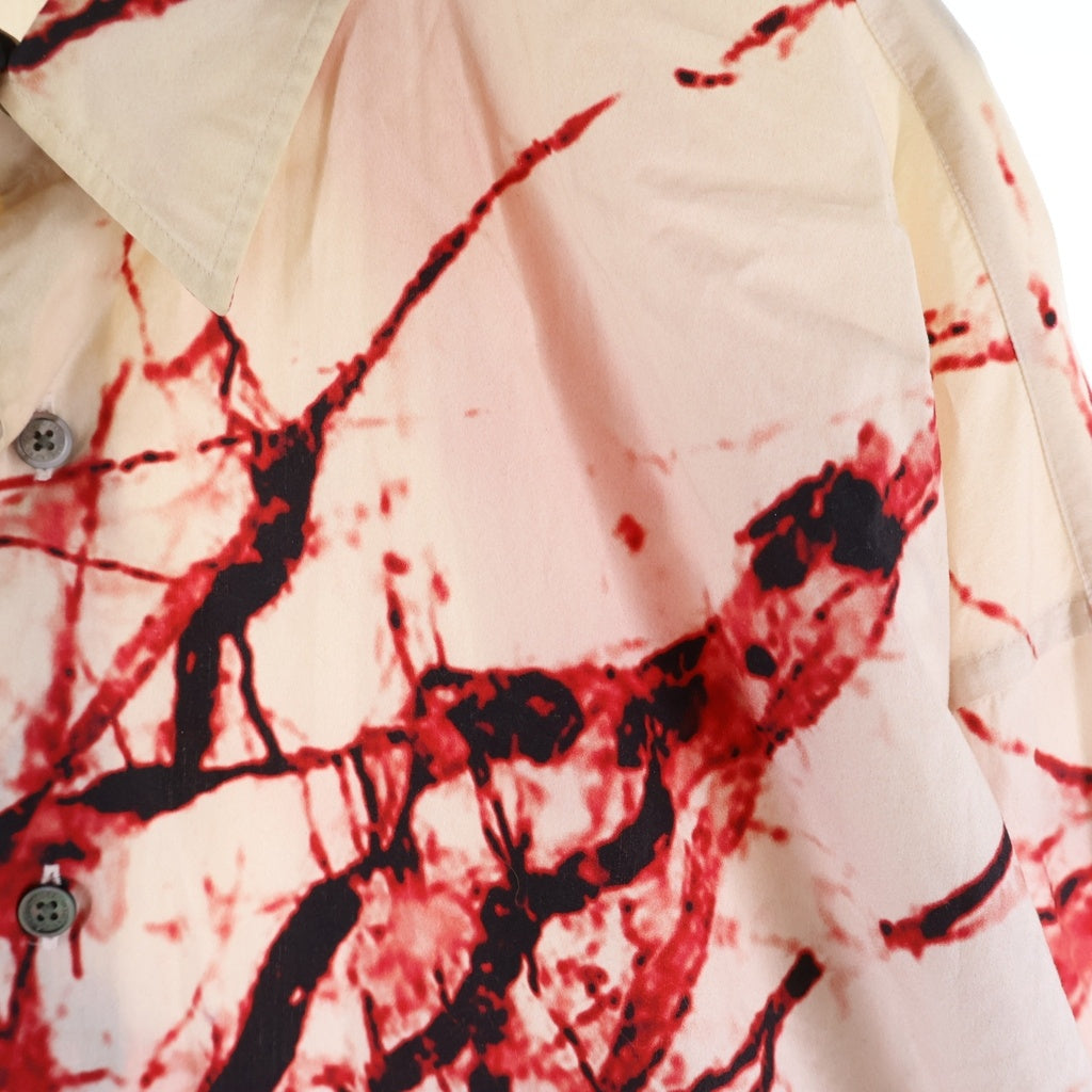 JOHN LAWRENCE SULLIVAN(ジョンローレンスサリバン) 24SS ALL OVER PRINT OVERSIZED SHIRTS 総柄プリント オーバーサイズ長袖シャツ ホワイト/レッド 3A002-0224-22