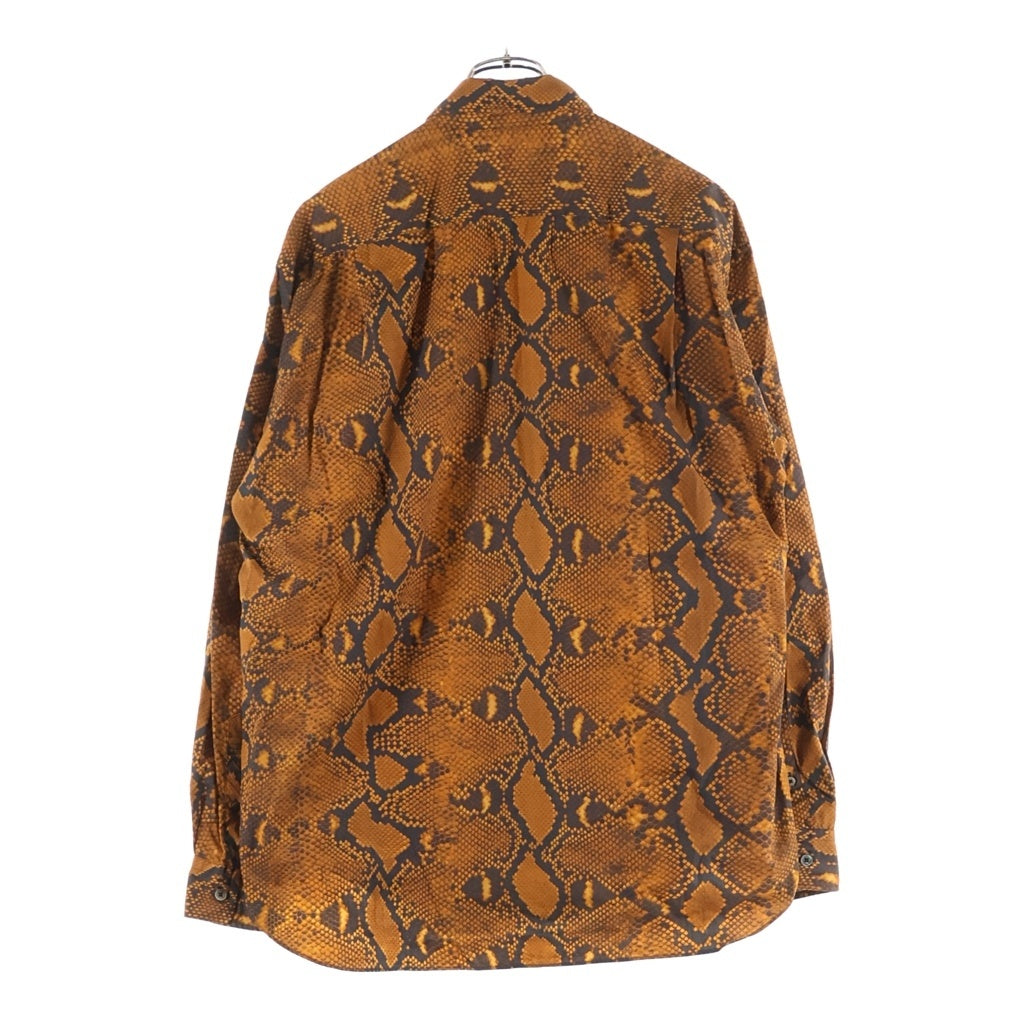 JOHN LAWRENCE SULLIVAN(ジョンローレンスサリバン) PYTHON PRINTED COTTON REGULAR COLLAR SHIRT パイソン総柄プリント レギュラー 長袖シャツ オレンジ/ブラウン 3A002-0224-22