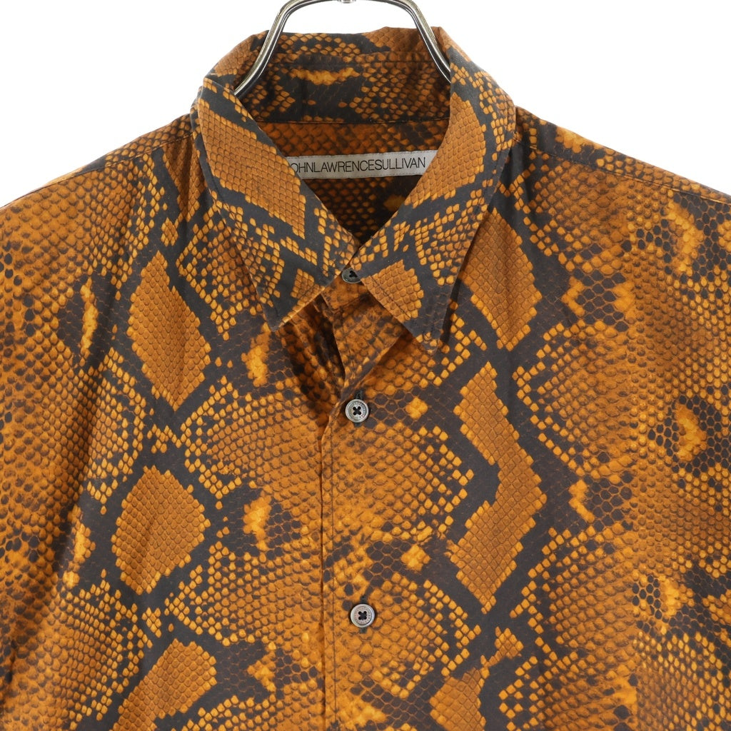 JOHN LAWRENCE SULLIVAN(ジョンローレンスサリバン) PYTHON PRINTED COTTON REGULAR COLLAR SHIRT パイソン総柄プリント レギュラー 長袖シャツ オレンジ/ブラウン 3A002-0224-22