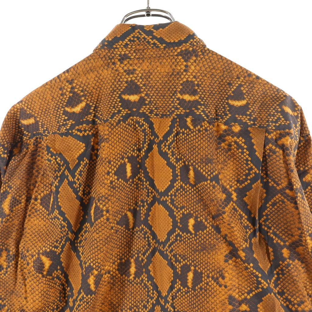JOHN LAWRENCE SULLIVAN(ジョンローレンスサリバン) PYTHON PRINTED COTTON REGULAR COLLAR SHIRT パイソン総柄プリント レギュラー 長袖シャツ オレンジ/ブラウン 3A002-0224-22