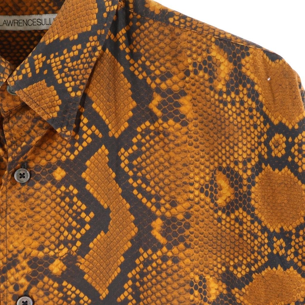 JOHN LAWRENCE SULLIVAN(ジョンローレンスサリバン) PYTHON PRINTED COTTON REGULAR COLLAR SHIRT パイソン総柄プリント レギュラー 長袖シャツ オレンジ/ブラウン 3A002-0224-22