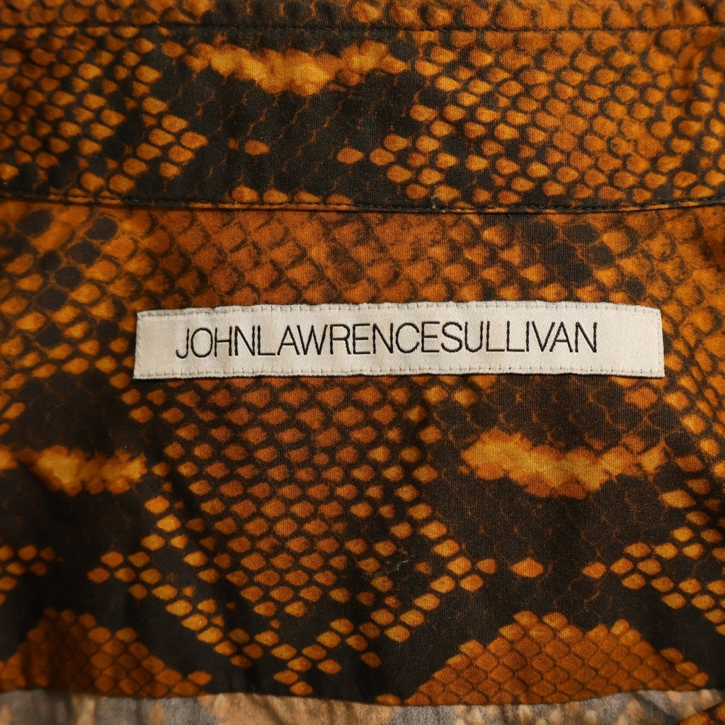 JOHN LAWRENCE SULLIVAN(ジョンローレンスサリバン) PYTHON PRINTED COTTON REGULAR COLLAR SHIRT パイソン総柄プリント レギュラー 長袖シャツ オレンジ/ブラウン 3A002-0224-22
