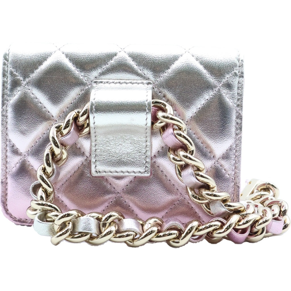 CHANEL(シャネル) ココパンク フラップ ベルトウエストバッグ ボディバッグ ショルダーバッグ メタリックピンク ラムスキン 31番台 ゴールド金具 レディース