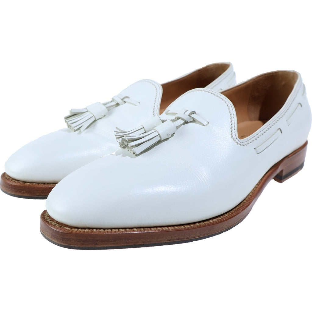 NO BRAND(ノーブランド) F.LLI Giacometti フラッテリジャコメッティ タッセル スリッポン ローファー レザー ホワイト FG421