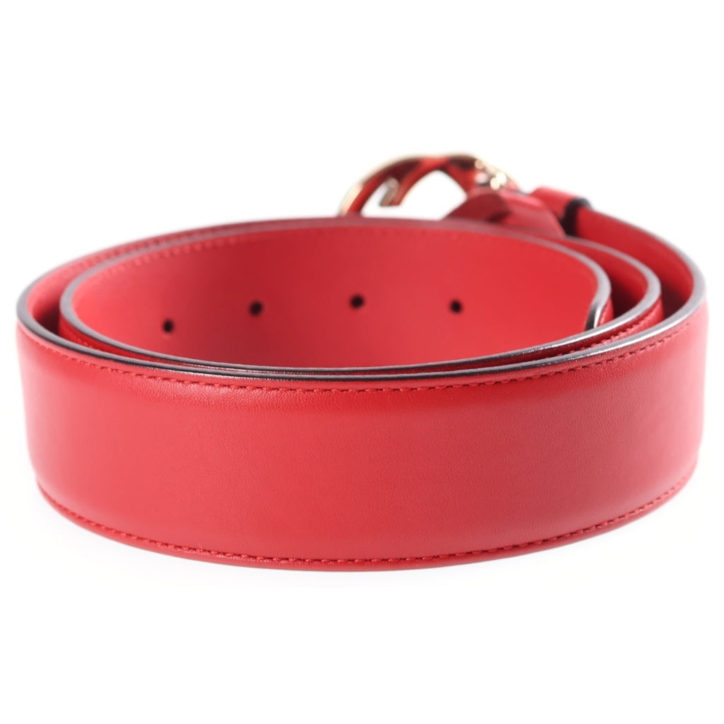 GUCCI(グッチ) インターロッキング レザーベルト レッド 546386 ゴールド金具 レディース