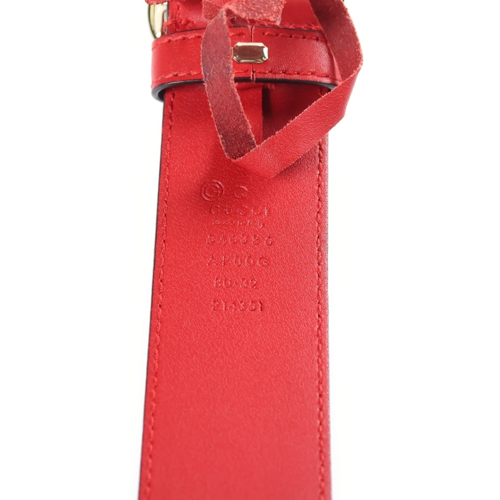 GUCCI(グッチ) インターロッキング レザーベルト レッド 546386 ゴールド金具 レディース