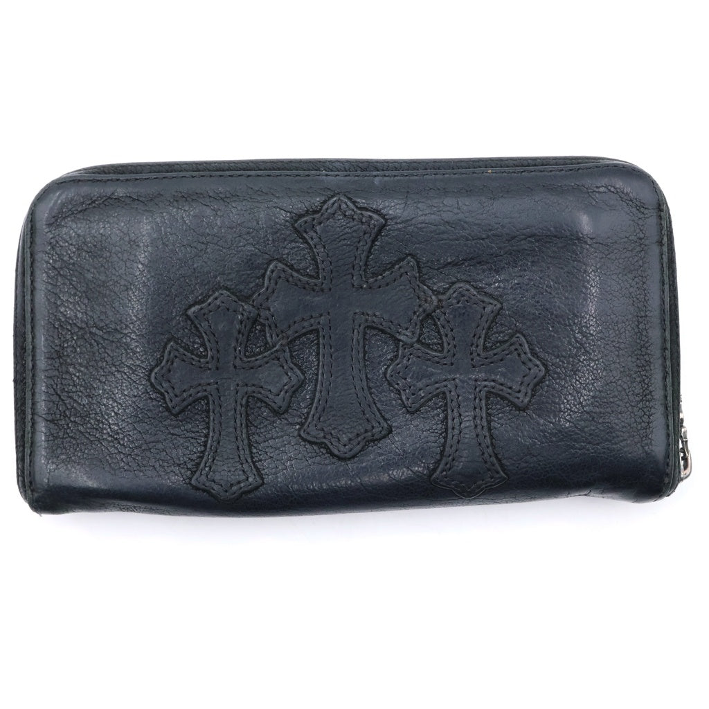 CHROME HEARTS(クロムハーツ) REC F ZIP 3クロス ラウンドジップレザーウォレット 財布 ブラック