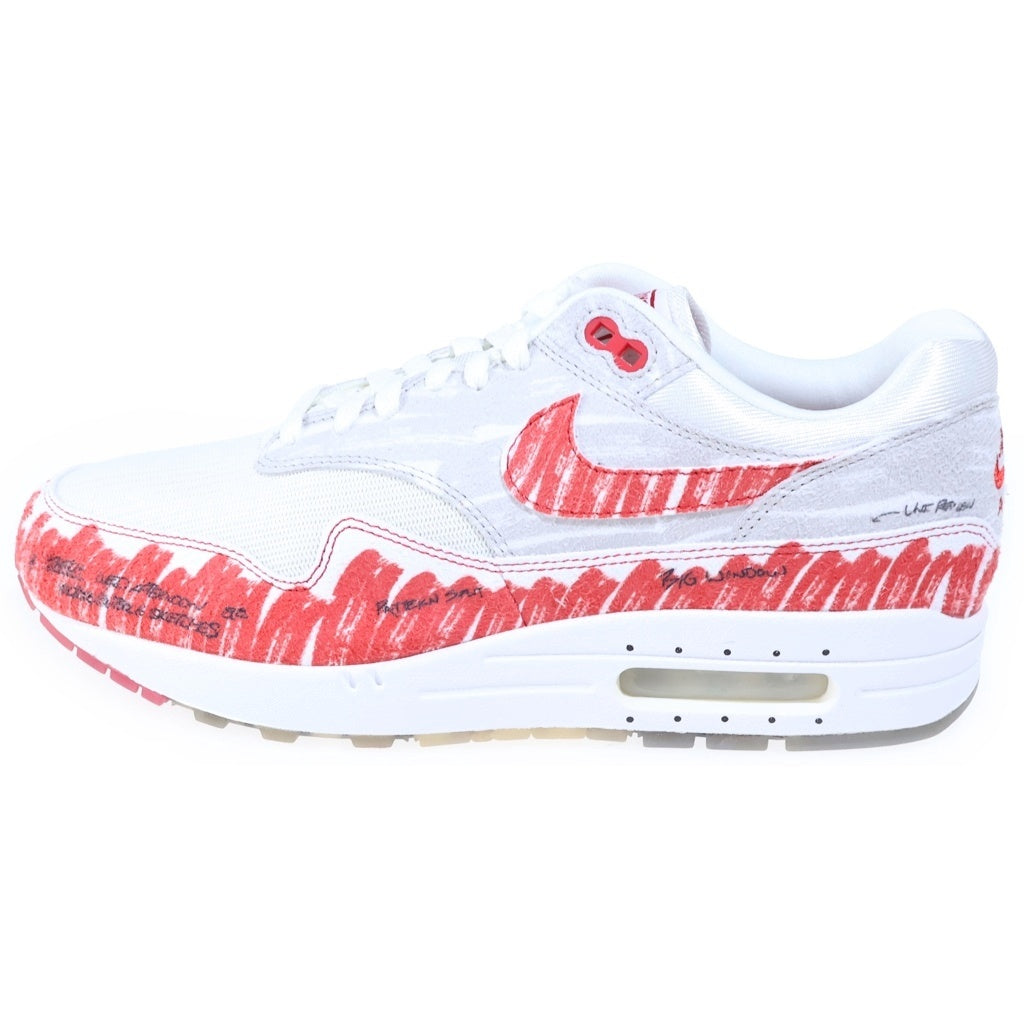 NIKE(ナイキ) AIR MAX 1 TINKER HATFIELD SKETCH TO SHELF エアマックス1 ティンカーハットフィールド スケッチトゥシェル ローカットスニーカー ホワイト/レッド US9.5/27.5cm CJ4286-101