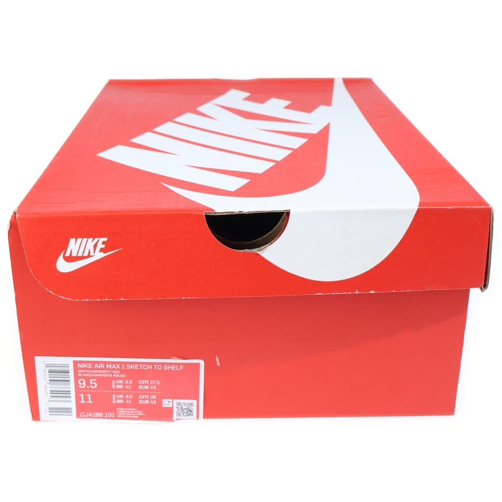 NIKE(ナイキ) AIR MAX 1 TINKER HATFIELD SKETCH TO SHELF エアマックス1 ティンカーハットフィールド スケッチトゥシェル ローカットスニーカー ホワイト/レッド US9.5/27.5cm CJ4286-101