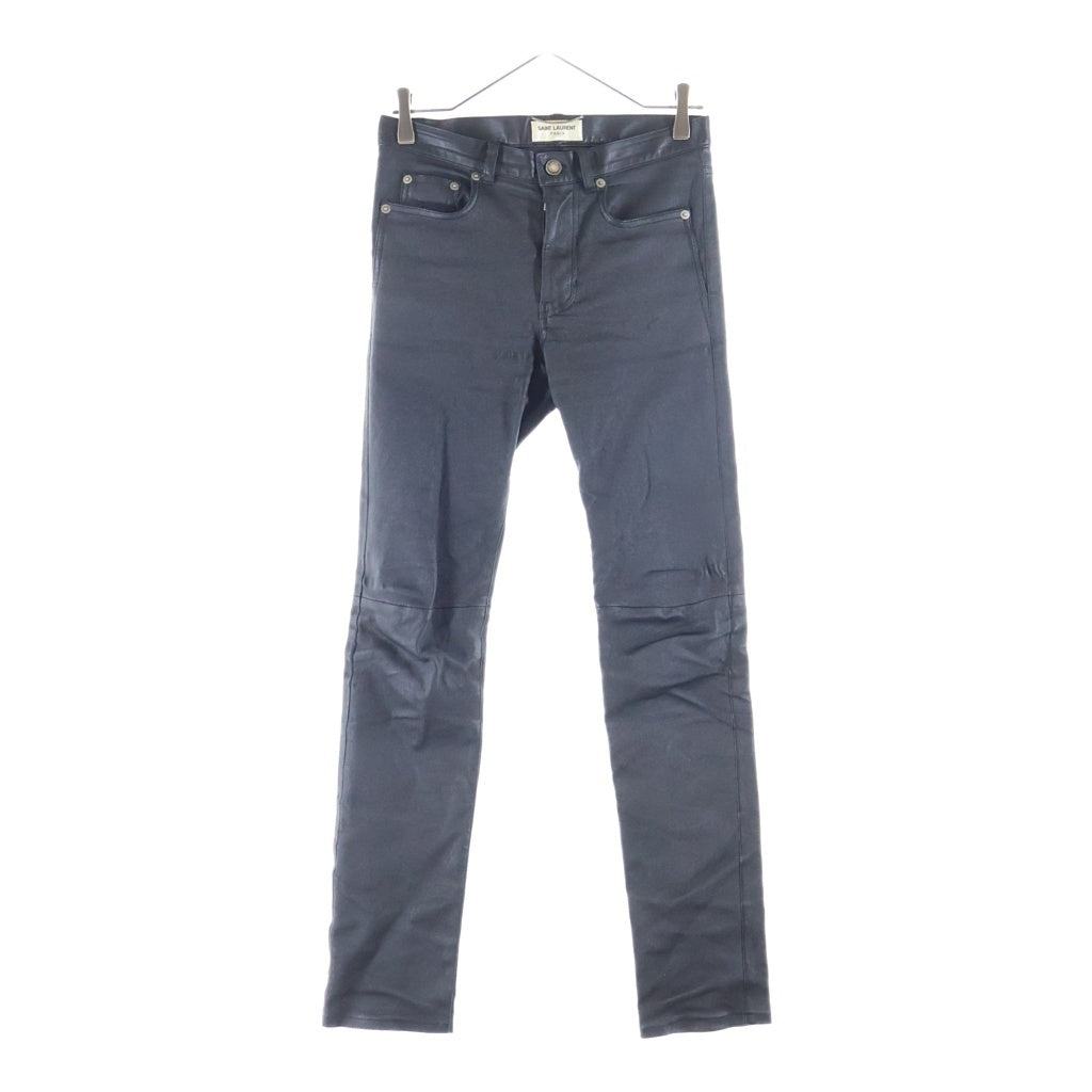 SAINT LAURENT PARIS(サンローランパリ) 22SS LAMB LEATHER SKINNY LONG PANTS ラムレザー スキニーパンツ トラウザー ブラック 484303 Y5RG2