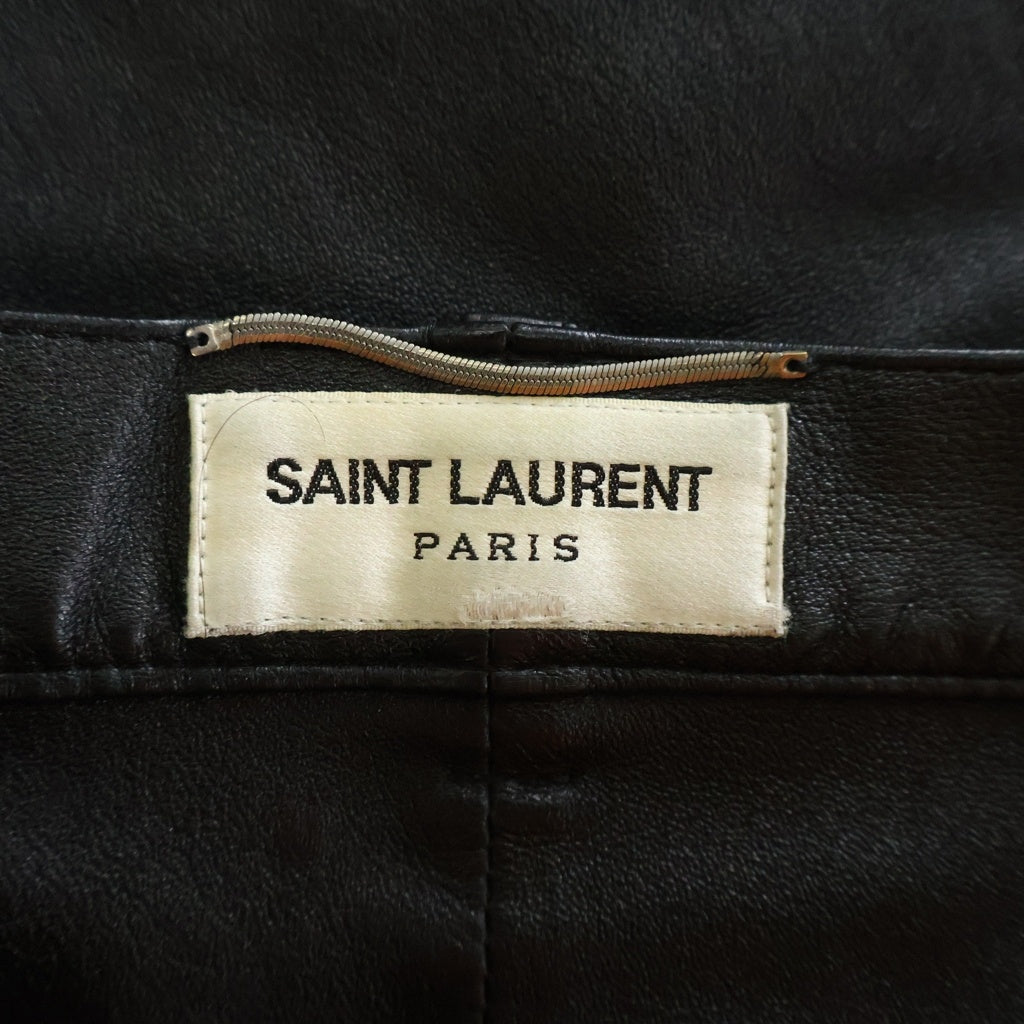 SAINT LAURENT PARIS(サンローランパリ) 22SS LAMB LEATHER SKINNY LONG PANTS ラムレザー スキニーパンツ トラウザー ブラック 484303 Y5RG2