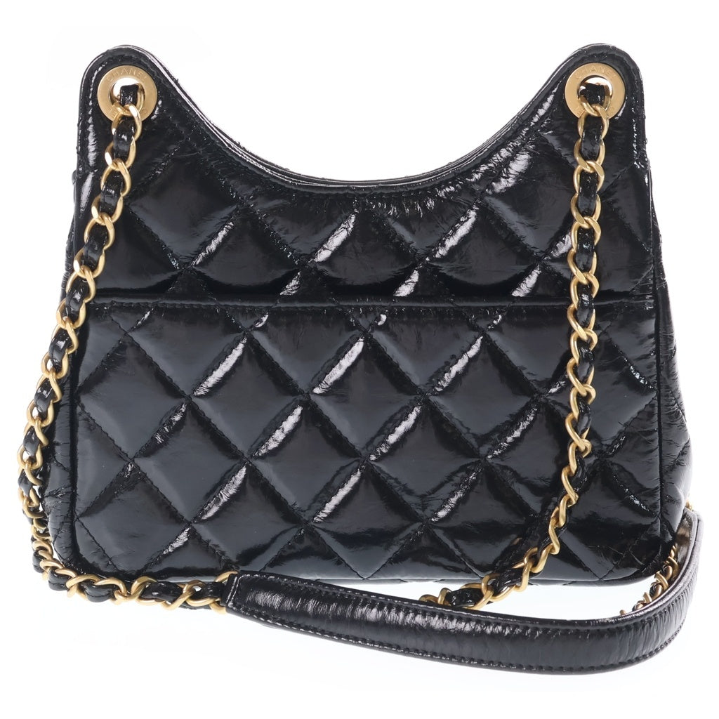 CHANEL(シャネル) スモールホーボーバッグ チェーンショルダーバッグ ブラック カーフスキン プレートシリアル AS4323 ゴールド金具 レディース