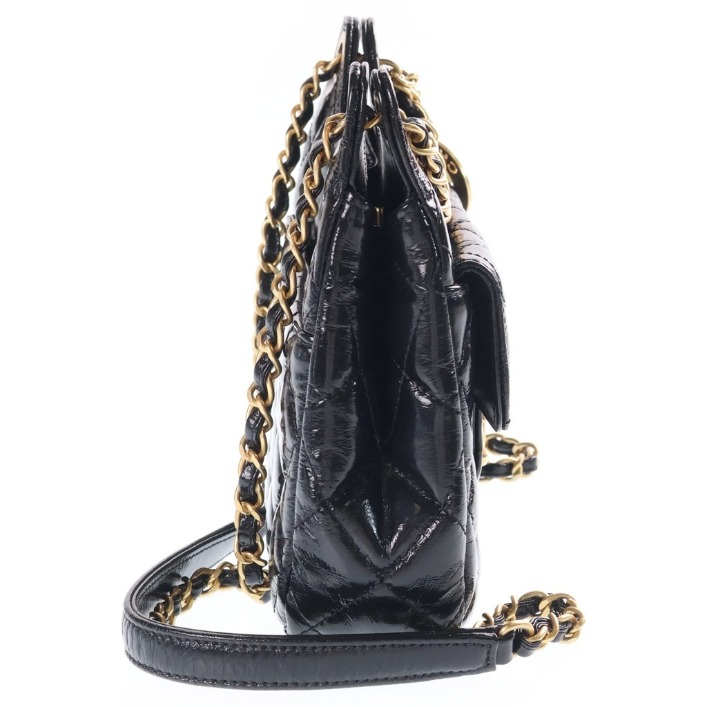 CHANEL(シャネル) スモールホーボーバッグ チェーンショルダーバッグ ブラック カーフスキン プレートシリアル AS4323 ゴールド金具 レディース