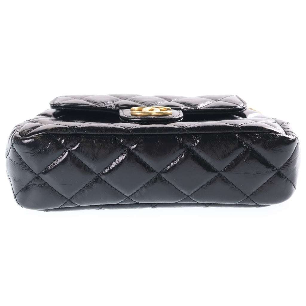 CHANEL(シャネル) スモールホーボーバッグ チェーンショルダーバッグ ブラック カーフスキン プレートシリアル AS4323 ゴールド金具 レディース