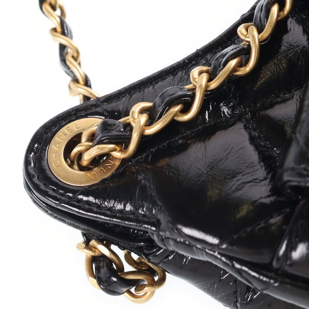 CHANEL(シャネル) スモールホーボーバッグ チェーンショルダーバッグ ブラック カーフスキン プレートシリアル AS4323 ゴールド金具 レディース