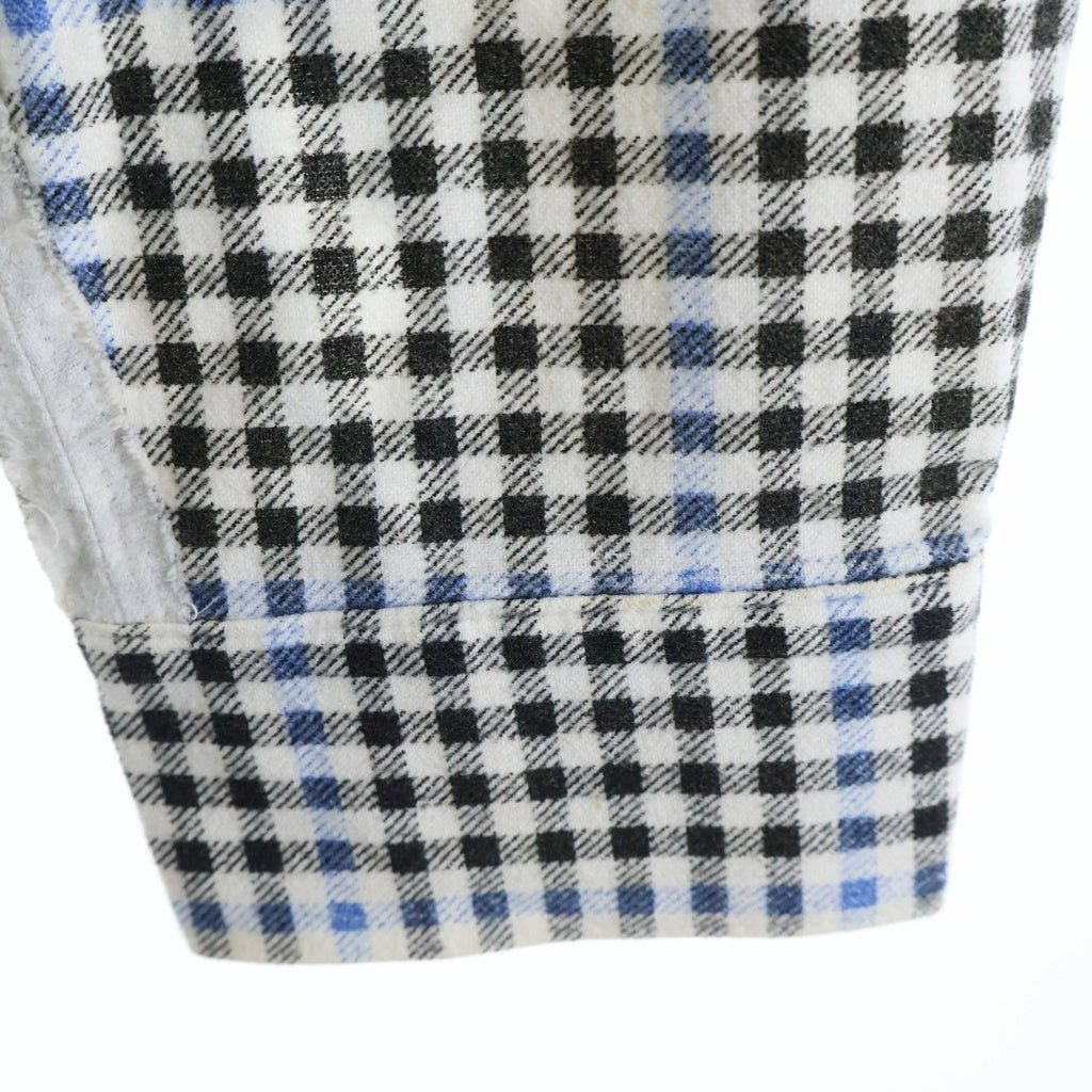 UNDERCOVERISM(アンダーカバイズム) 03SS ×FRAGMENT DESIGN SCAB期 クラッシュ加工 チェック柄 長袖シャツ ホワイト/ブラック V804