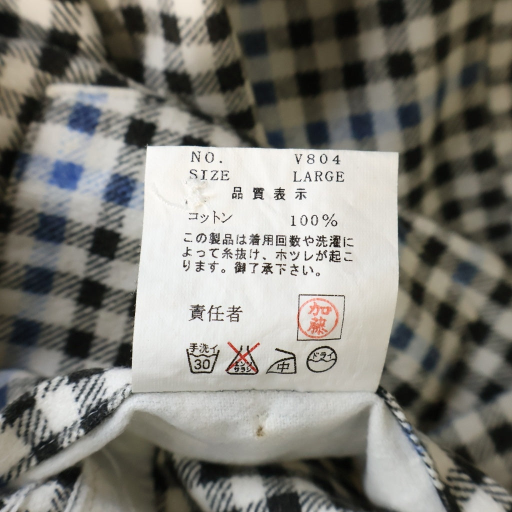 UNDERCOVERISM(アンダーカバイズム) 03SS ×FRAGMENT DESIGN SCAB期 クラッシュ加工 チェック柄 長袖シャツ ホワイト/ブラック V804
