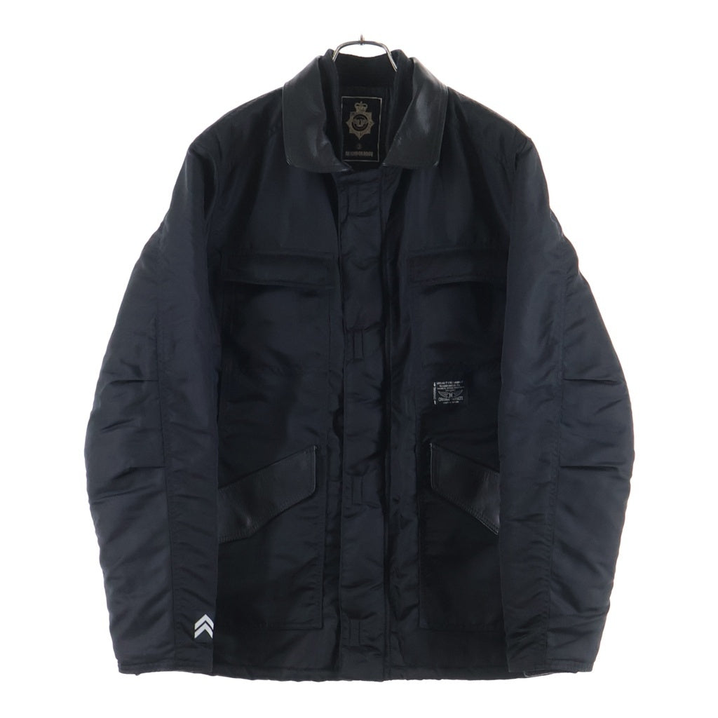 NEIGHBORHOOD(ネイバーフッド) 06AW POLICE N-JKT 中綿入り/襟レザー ナイロン ポリスジャケット ブラック SPNH-JK-11
