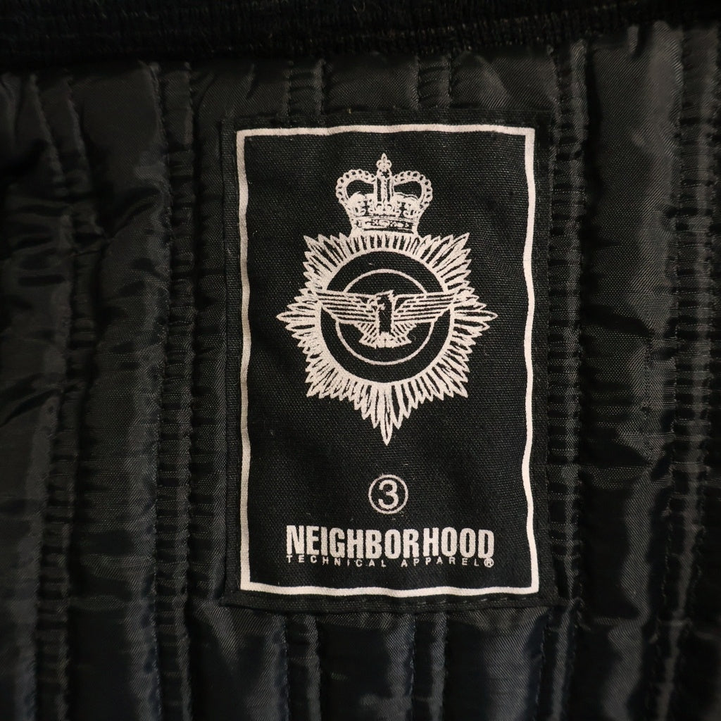 NEIGHBORHOOD(ネイバーフッド) 06AW POLICE N-JKT 中綿入り/襟レザー ナイロン ポリスジャケット ブラック SPNH-JK-11
