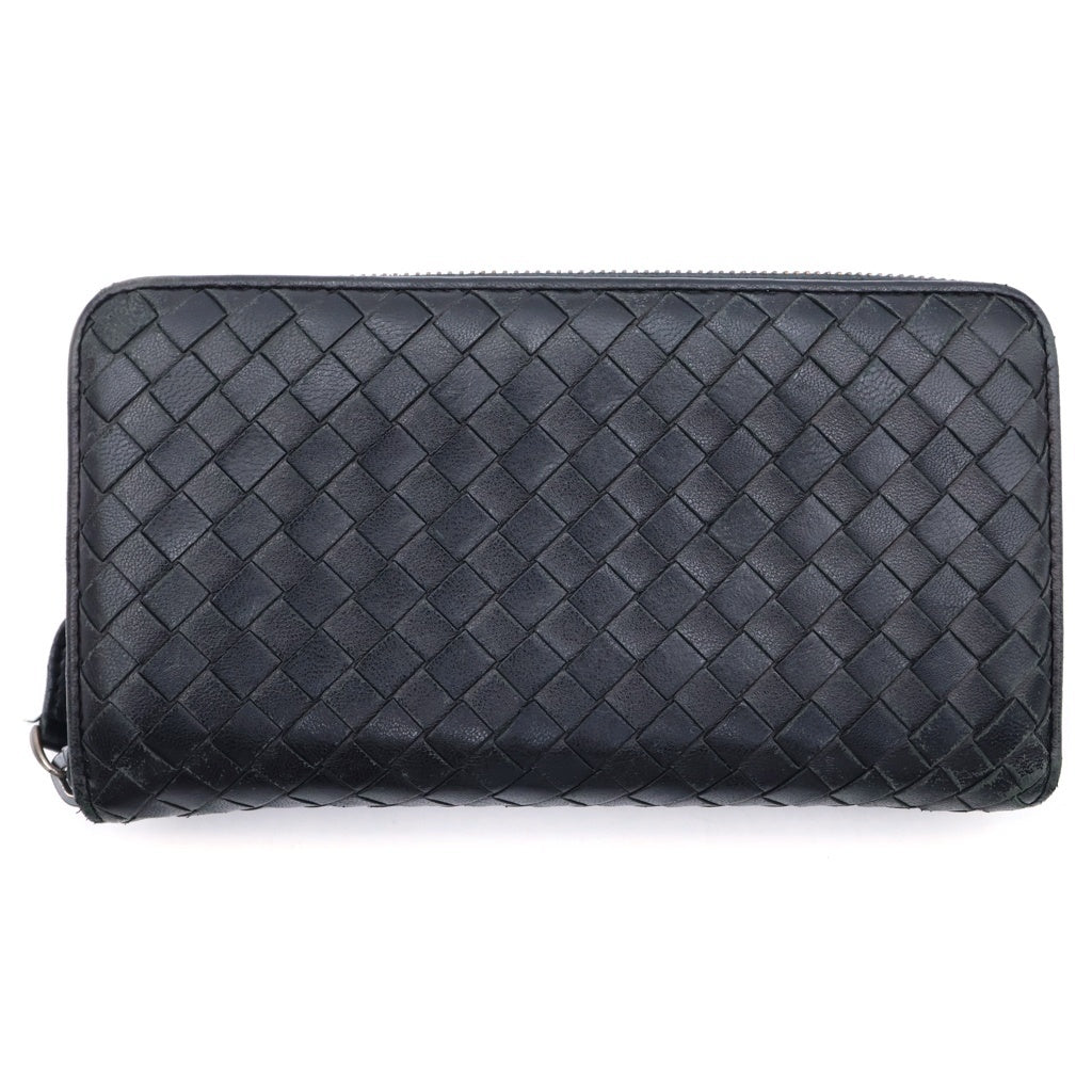 BOTTEGA VENETA(ボッテガヴェネタ) イントレチャート ラウンドファスナー ロングウォレット 長財布 ブラック